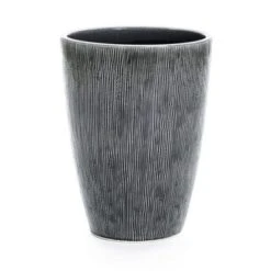 LuxenHome 17" H Ceramic Tall Planter Indoor Outdoor Large Plant Pot With Drainage Hole And Plug Modern Sea Gray Glazed Flower Pot Planter -Garden GUEST a7182fbb fd8c 4881 af74 21e3a66db4a4