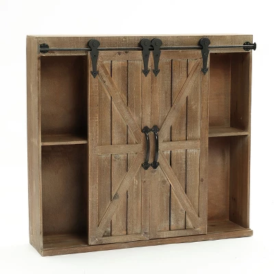 LuxenHome Farmhouse Wood Sliding 2-Door Wall Storage Cabinet 5 LuxenHome Farmhouse Wood Sliding 2-Door Wall Storage Cabinet - Image 3