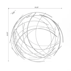 LuxenHome Silver Metal Abstract Swirl Round Wall Art Decor -Garden GUEST a75fefe8 6d7a 468e a643 fbbbcfc9a6ea