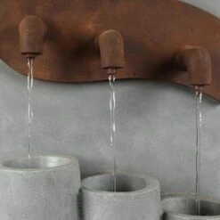 LuxenHome Gray Cement Pots And Rectangular Column Outdoor Fountain With LED Lights 12 LuxenHome Gray Cement Pots And Rectangular Column Outdoor Fountain With LED Lights -Garden GUEST a7d50c52 6a5b 469f 8c91 987d1a650675