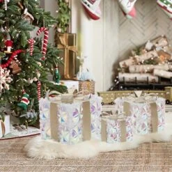 LuxenHome 3-Piece Prism Gift Boxes With Gold Ribbon Holiday Decoration With Lights Multicolored, Gold, White 11 LuxenHome 3-Piece Prism Gift Boxes With Gold Ribbon Holiday Decoration With Lights Multicolored, Gold, White -Garden GUEST a8223bff ecbc 4eec a7ce 2e9a667f3a7c