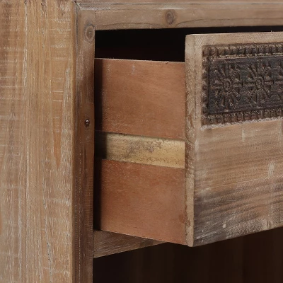 LuxenHome Wood Farmhouse 1-Drawer 1-Door Side Table With Storage. 13 LuxenHome Wood Farmhouse 1-Drawer 1-Door Side Table With Storage. - Image 11