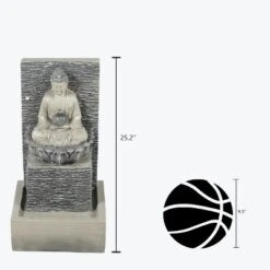 LuxenHome Gray Resin Meditating Buddha With Pedestal Outdoor Fountain With LED Light 10 LuxenHome Gray Resin Meditating Buddha With Pedestal Outdoor Fountain With LED Light -Garden GUEST a98b4e7d 821e 4617 ab5e 3b3c954f6933