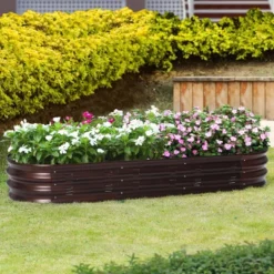 LuxenHome 5.5-Ft Oval Brown Metal Raised Garden Bed Planter 23 LuxenHome 5.5-Ft Oval Brown Metal Raised Garden Bed Planter -Garden GUEST a99842f1 9ff7 4564 8f51 927867fa35d6