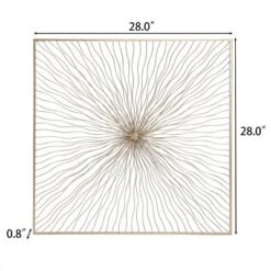 LuxenHome Gold Abstract Flower Square Metal Wall Art -Garden GUEST aa4d9ad5 8e25 4bac 8cac b2a29f4c9cb8