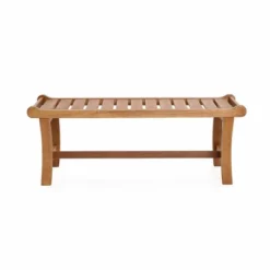LuxenHome Natural Solid Wood 47.2-Inch Long Rectangle Outdoor Bench -Garden GUEST ab5e8e73 072d 4899 93fe e1e91b4ca27c
