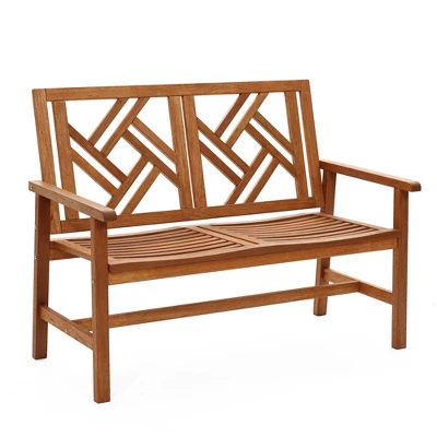 LuxenHome Carmel Solid Wood Outdoor Loveseat Park Bench 5 LuxenHome Carmel Solid Wood Outdoor Loveseat Park Bench - Image 3