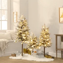 LuxenHome 3-Piece Pre-Lit Snowy Branches Artificial Christmas Tree Set With Metal Base Green 16 LuxenHome 3-Piece Pre-Lit Snowy Branches Artificial Christmas Tree Set With Metal Base Green -Garden GUEST abcd5f3d bee8 42eb adf9 af2a27d06c97