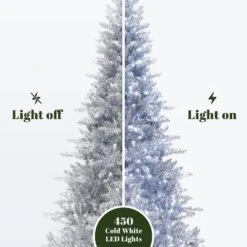 LuxenHome 7.5Ft Silver Christmas Tree With Cool White Lights, Full Pre-Lit Indoor/Outdoor Decor -Garden GUEST abeba8de 5a80 490b a062 db1033bfe7f7