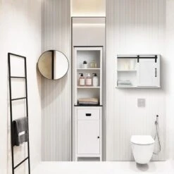 LuxenHome Farmhouse White MDF Bathroom Wall Cabinet 15 LuxenHome Farmhouse White MDF Bathroom Wall Cabinet -Garden GUEST abed9c52 c8c9 475b a0fa e72863f9bce2