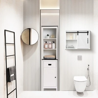 LuxenHome Farmhouse White MDF Bathroom Wall Cabinet 6 LuxenHome Farmhouse White MDF Bathroom Wall Cabinet - Image 4