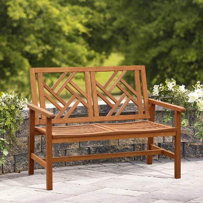 LuxenHome Carmel Solid Wood Outdoor Loveseat Park Bench 4 LuxenHome Carmel Solid Wood Outdoor Loveseat Park Bench - Image 2