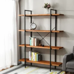 LuxenHome 4-Shelf 66.5" H X 51.2" W Pine Wood Metal Frame Etagere Bookcase. 14 LuxenHome 4-Shelf 66.5" H X 51.2" W Pine Wood Metal Frame Etagere Bookcase. -Garden GUEST acf803ca 9283 44ba b5bf 211983bf9486