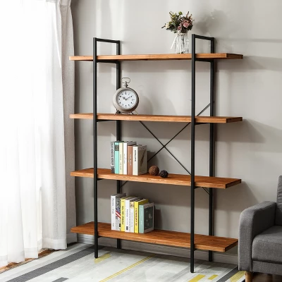 LuxenHome 4-Shelf 66.5" H X 51.2" W Pine Wood Metal Frame Etagere Bookcase. 5 LuxenHome 4-Shelf 66.5" H X 51.2" W Pine Wood Metal Frame Etagere Bookcase. - Image 3