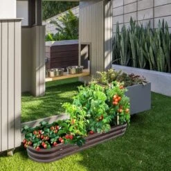 LuxenHome 5.5-Ft Oval Brown Metal Raised Garden Bed Planter 27 LuxenHome 5.5-Ft Oval Brown Metal Raised Garden Bed Planter -Garden GUEST ada979c8 2c86 41b1 a389 9b97f16af3df