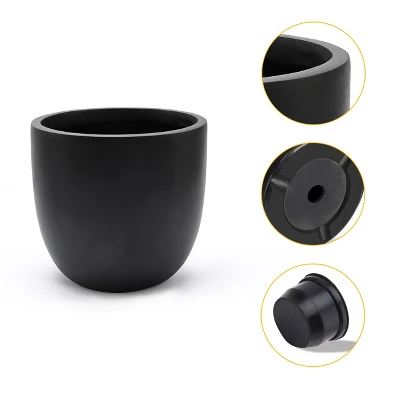 LuxenHome Round Tapered 9.2" H House Planter, Indoor/Outdoor Black 9 LuxenHome Round Tapered 9.2" H House Planter, Indoor/Outdoor Black - Image 7