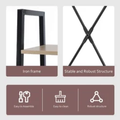 LuxenHome 4-Shelf 58.3" X 23.62" W Wood And Metal Ladder Bookcase. -Garden GUEST ae2dd7f6 e5a2 4084 b541 a68704b256a9