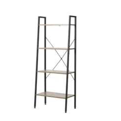LuxenHome 4-Shelf 58.3" X 23.62" W Wood And Metal Ladder Bookcase. -Garden GUEST ae5400cb 1a57 4323 a580 90b6b03d91aa