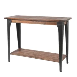 LuxenHome Dark Brown Wood And Black Metal 1-Shelf Console And Entry Table 18 LuxenHome Dark Brown Wood And Black Metal 1-Shelf Console And Entry Table -Garden GUEST aed7afab bd20 4714 8638 8adfcfd06c9d