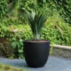 LuxenHome 17.2" Round Tapered Black Planter, Magnesium Oxide Pot For Indoor/Outdoor Use