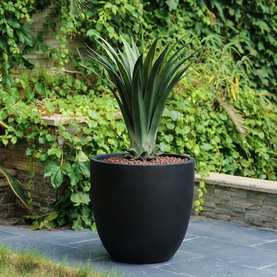 LuxenHome 17.2" Round Tapered Black Planter, Magnesium Oxide Pot For Indoor/Outdoor Use 3 LuxenHome 17.2" Round Tapered Black Planter, Magnesium Oxide Pot For Indoor/Outdoor Use