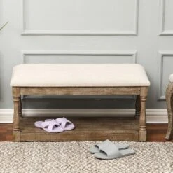 LuxenHome Upholstered Beige Linen Entryway And Bedroom Bench. 15 LuxenHome Upholstered Beige Linen Entryway And Bedroom Bench. -Garden GUEST af154728 6876 4db2 b58e a574cfa6004c