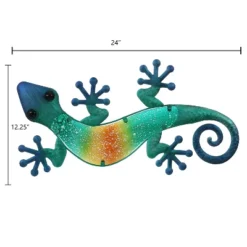LuxenHome Blue Gecko Lizard Metal And Glass Outdoor Wall Decor 13 LuxenHome Blue Gecko Lizard Metal And Glass Outdoor Wall Decor -Garden GUEST afc460a9 d154 4da1 bf6b a94775afef28