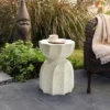 LuxenHome Off White With Gray Cement Hourglass Side Table