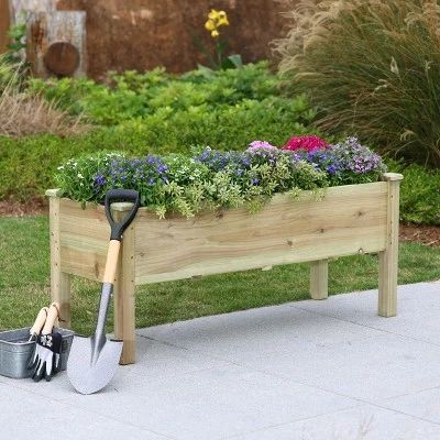 LuxenHome 20.1" H Unfinished Fir Wood Raised Garden Bed Planter 3 LuxenHome 20.1" H Unfinished Fir Wood Raised Garden Bed Planter