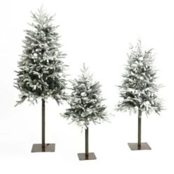 LuxenHome 3-Piece Pre-Lit Snowy Branches Artificial Christmas Tree Set With Metal Base Green 19 LuxenHome 3-Piece Pre-Lit Snowy Branches Artificial Christmas Tree Set With Metal Base Green -Garden GUEST b156b13f 284e 49a1 9122 af7dce0795b1