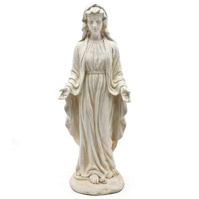 LuxenHome 30.5" H Virgin Mary Indoor Outdoor Statue Garden Statues, Gray Or Ivory 4 LuxenHome 30.5" H Virgin Mary Indoor Outdoor Statue Garden Statues, Gray Or Ivory - Image 2