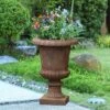 LuxenHome Rustic Brown MgO Indoor/Outdoor Urn Planter, 21.3" H -Garden GUEST b303dfe0 f5ca 4243 842a 5e370d805101