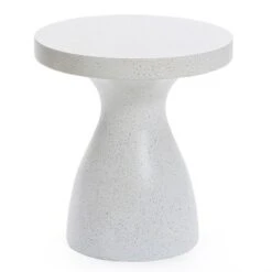 LuxenHome White And Speckled Gray MgO 20" Round Side Table 16 LuxenHome White And Speckled Gray MgO 20" Round Side Table -Garden GUEST b30c61da 011d 4538 8b40 f4e18790d308