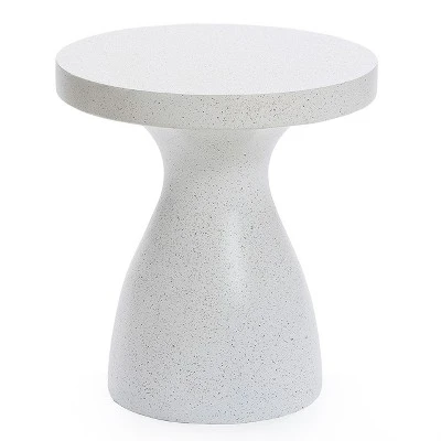 LuxenHome White And Speckled Gray MgO 20" Round Side Table 8 LuxenHome White And Speckled Gray MgO 20" Round Side Table - Image 6