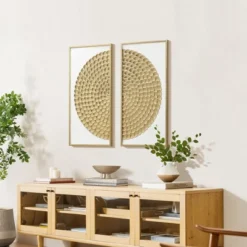 LuxenHome 2-Piece White & Distressed Gold Metal Wall Art Set, Modern Rustic Home Decor -Garden GUEST b31eb033 54c5 4cda a854 f079beb2b76e