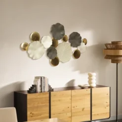 LuxenHome Modern Multi-Color Abstract Metal Wall Art, 45.7" W Contemporary Home Decor Off-White -Garden GUEST b349a320 3bc1 4a5b b4ef a3c85c6993fa