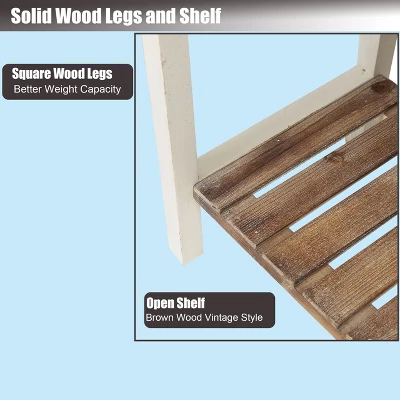 LuxenHome Distressed White And Wood 2-Drawer 1-Shelf Console Table And Entry Table 8 LuxenHome Distressed White And Wood 2-Drawer 1-Shelf Console Table And Entry Table - Image 6