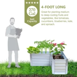 LuxenHome L-Shaped Galvanized Metal Raised Garden Bed -Garden GUEST b39726ff fc25 465e bf71 2f2b17a32a8d