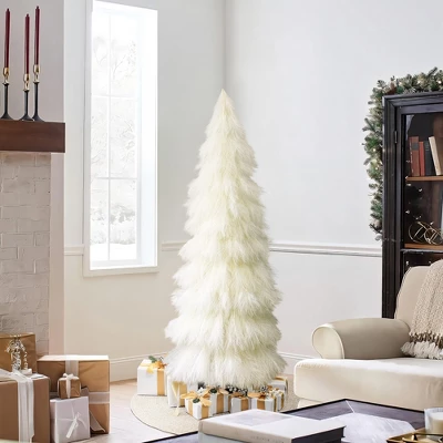 LuxenHome 6Ft Holiday Artificial Pampas Grass Tree In Natural Ivory Beige 6 LuxenHome 6Ft Holiday Artificial Pampas Grass Tree In Natural Ivory Beige - Image 4