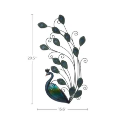 LuxenHome Blue And Green Peacock Metal And Glass Wall Decor, Indoor And Outdoor Decor.. 11 LuxenHome Blue And Green Peacock Metal And Glass Wall Decor, Indoor And Outdoor Decor.. -Garden GUEST b3df33ee 96ad 44da b27c c90f0b619839