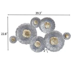 LuxenHome Silver And Gold Flowers Metal Wall Decor -Garden GUEST b3e2d611 1038 4c7b b82f 4c5b4d45adc2