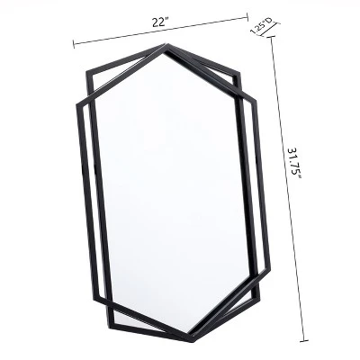 LuxenHome Black Metal Hexagon Frame Wall Accent Mirror For Bathroom & Vanity 7 LuxenHome Black Metal Hexagon Frame Wall Accent Mirror For Bathroom & Vanity - Image 5