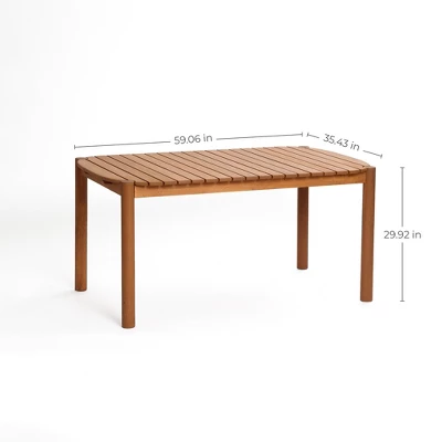 LuxenHome Natural Solid Wood 6-Person 59-Inch Long Rectangle Outdoor Dining Table Brown 5 LuxenHome Natural Solid Wood 6-Person 59-Inch Long Rectangle Outdoor Dining Table Brown - Image 3