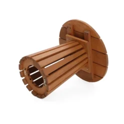 LuxenHome Outdoor Side Table, 17'' Natural Solid Wood Round Accent End Table, Modern Coffee Porch Tables For Indoor Outdoor, Plant Stand Brown -Garden GUEST b461065f 987a 48c7 872f 6a93dc12ceb0