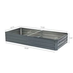 LuxenHome Galvanized Steel Rectangular 6-Ft X 3-Ft Raised Garden Bed Planter, Gray -Garden GUEST b52380a0 6f40 4274 8b4e 07e32564eff3