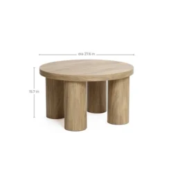 LuxenHome Round Wood Coffee Table With 4 Pillar Legs, 27.5" Modern Farmhouse Oak Finish Low Accent Table With Sturdy Base For Living Room Brown -Garden GUEST b572204f 2620 4c26 9806 1b3e85b9ee01