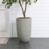 LuxenHome Gray Glen Pattern MgO Round Planter, Indoor And Outdoor