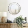 LuxenHome Silver Metal Frame Round Accent Vanity Wall Mirror -Garden GUEST b6336711 289c 4897 8163 e011372a9591