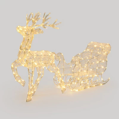 LuxenHome 2-Piece Lighted Reindeer And Sleigh Christmas Yard Decoration, Outdoor Holiday Set With Timer White 7 LuxenHome 2-Piece Lighted Reindeer And Sleigh Christmas Yard Decoration, Outdoor Holiday Set With Timer White - Image 5