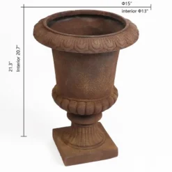 LuxenHome Rustic Brown MgO Indoor/Outdoor Urn Planter, 21.3" H -Garden GUEST b73fb867 e8bf 4cba 8b3a 5ef5dfb7489f
